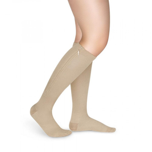 Unisex Medium Compression Stockings – Knee High, Closed Toe, Zipper socks, 15-20mmHg