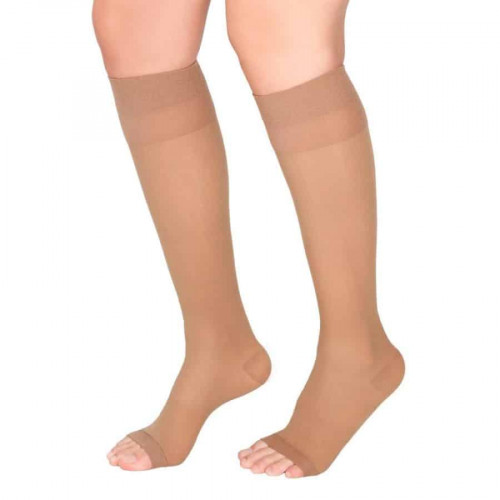 High Compression Stockings – Knee High, Open Toe, Opaque, 20-30mmHg