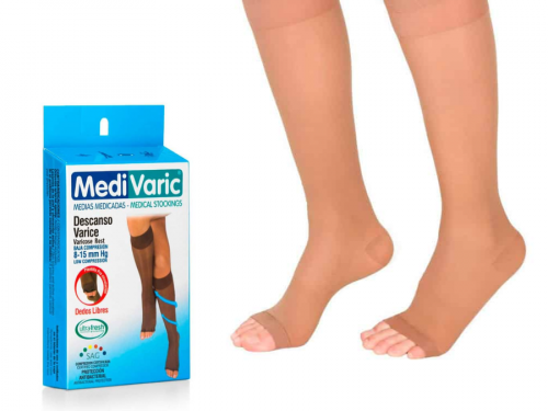 Low Compression Stockings – Knee High, Open Toe, Soft/Transparent, 8-15 mmHg