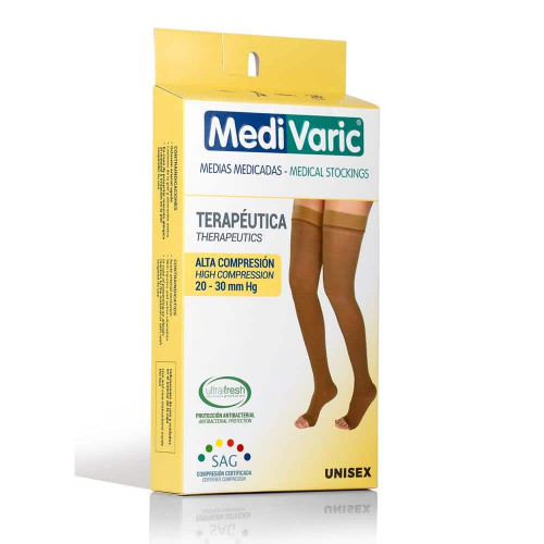 Unisex High Compression Stockings – Tigh High, Open Toe, Opaque,  20-30 mmHg