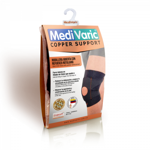 Open Knee Brace with Patellar Reinforcement and Copper Yarn