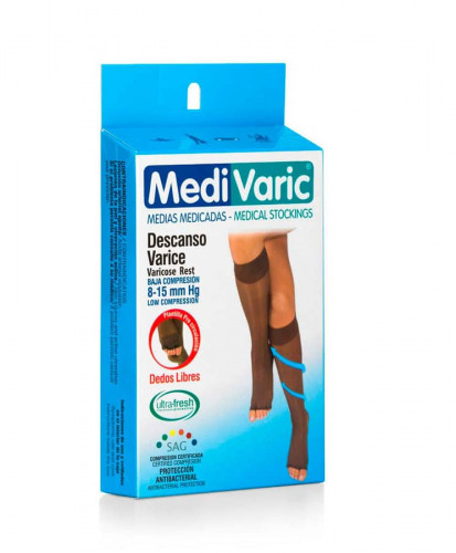 Low Compression Stockings – Knee High, Open Toe, Soft/Transparent, 8-15 mmHg