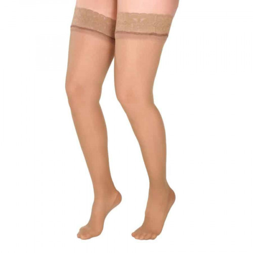 Medium Compression Stockings – Thigh High, Closed Toe, Soft/Transparent, 15-20mmHg