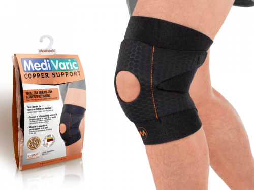 Open Knee Brace with Patellar Reinforcement and Copper Yarn