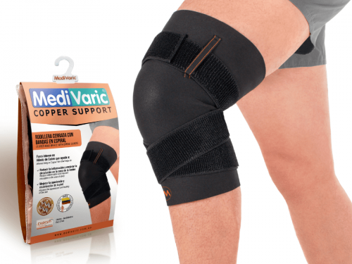 Closed Knee Brace with Spiral Bands with Copper Yarn