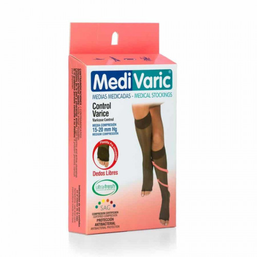 Medium Compression Stockings – Knee High, Open Toe, Soft/Transparent, 15-20mmHg