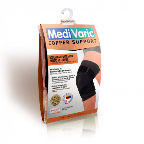 Closed Knee Brace with Spiral Bands with Copper Yarn