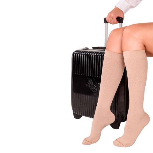 Unisex Medium Compression Stockings – Knee High, Closed Toe, Travel Socks, 15-20mmHg