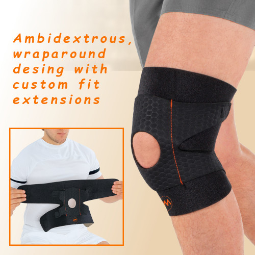 Open Knee Brace with Patellar Reinforcement and Copper Yarn