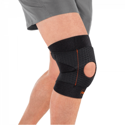 Open Knee Brace with Patellar Reinforcement and Copper Yarn