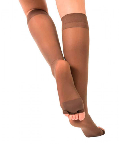 Low Compression Stockings – Knee High, Open Toe, Soft/Transparent, 8-15 mmHg