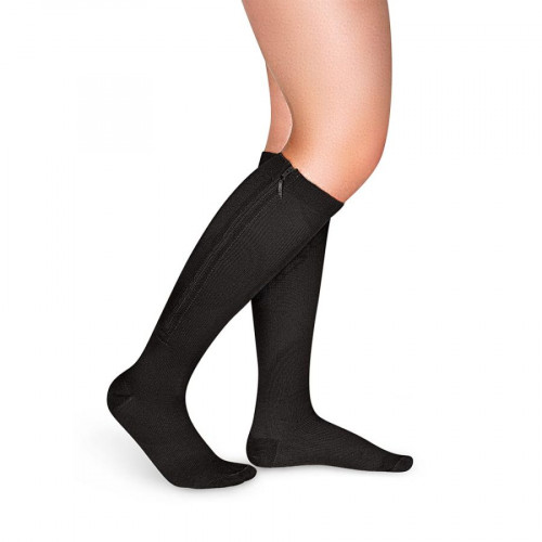 Unisex Medium Compression Stockings – Knee High, Closed Toe, Zipper socks, 15-20mmHg