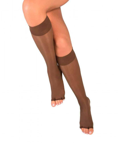 Low Compression Stockings – Knee High, Open Toe, Soft/Transparent, 8-15 mmHg