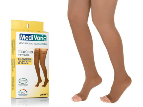 Unisex High Compression Stockings – Tigh High, Open Toe, Opaque,  20-30 mmHg