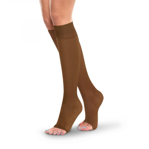 Medium Compression Stockings – Knee High, Open Toe, Soft/Transparent, 15-20mmHg